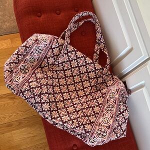 Vera Bradley Burgundy & Cream Patterned Travel Bag